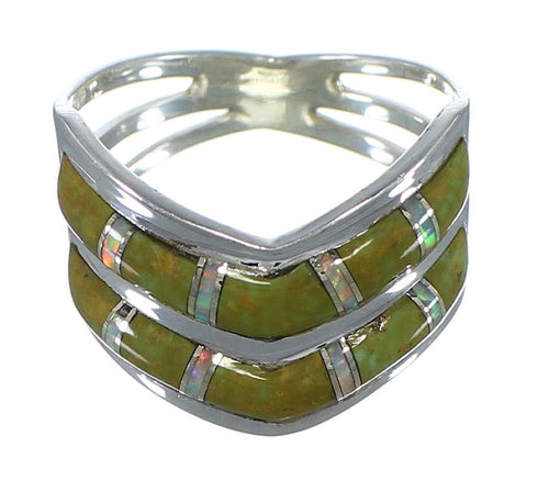 Sterling Silver Southwest Turquoise And Opal Ring Size 7-3/4 AX53951